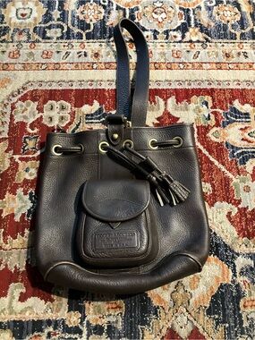 Dooney & Bourke Vintage All Weather Leather Drawstring Bag Brown